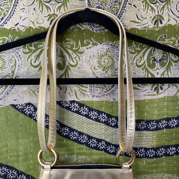 Vintage 80's Paloma Picasso Gold Leather Crossbody Purse One Size - Picture 3 of 14